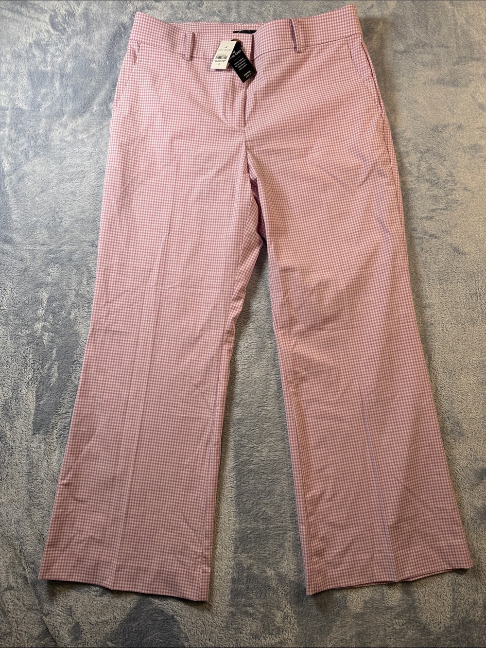 Ann Taylor Lavender Gingham Wide-Leg Trousers
